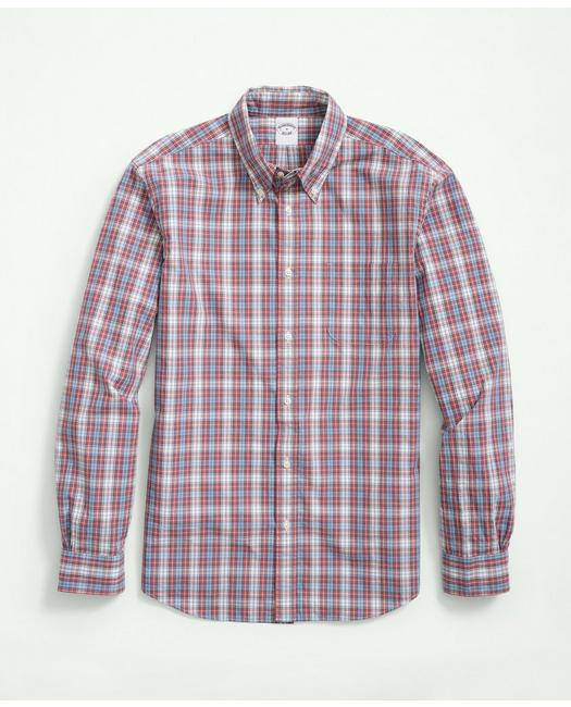 Brooks Brothers Friday Shirt, Poplin Tartan | Red | Size Small