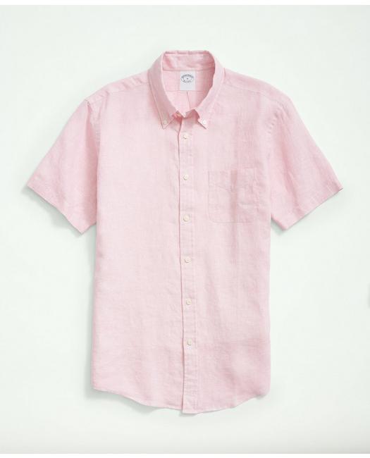Brooks Brothers Irish Linen Short-sleeve Sport Shirt | Pink | Size 2xl