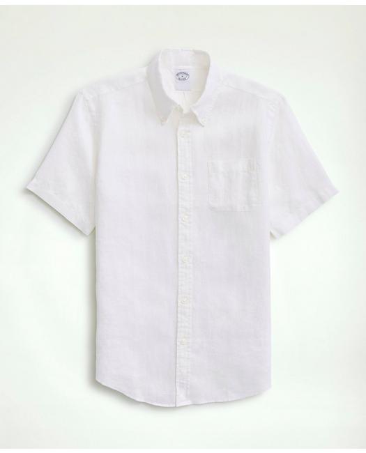 Brooks Brothers Irish Linen Short-sleeve Sport Shirt | White | Size Xl