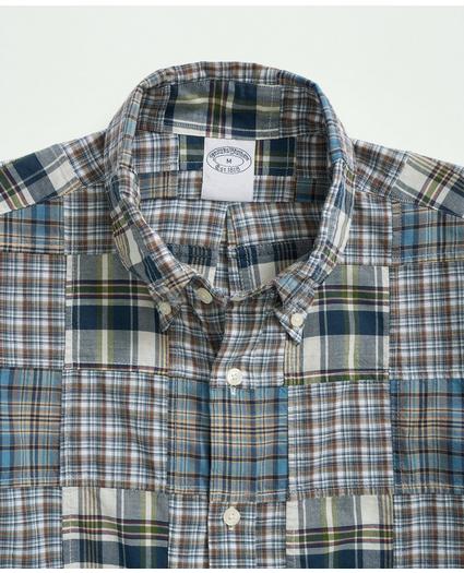 Washed Cotton Madras Button-Down Collar Sport Shirt