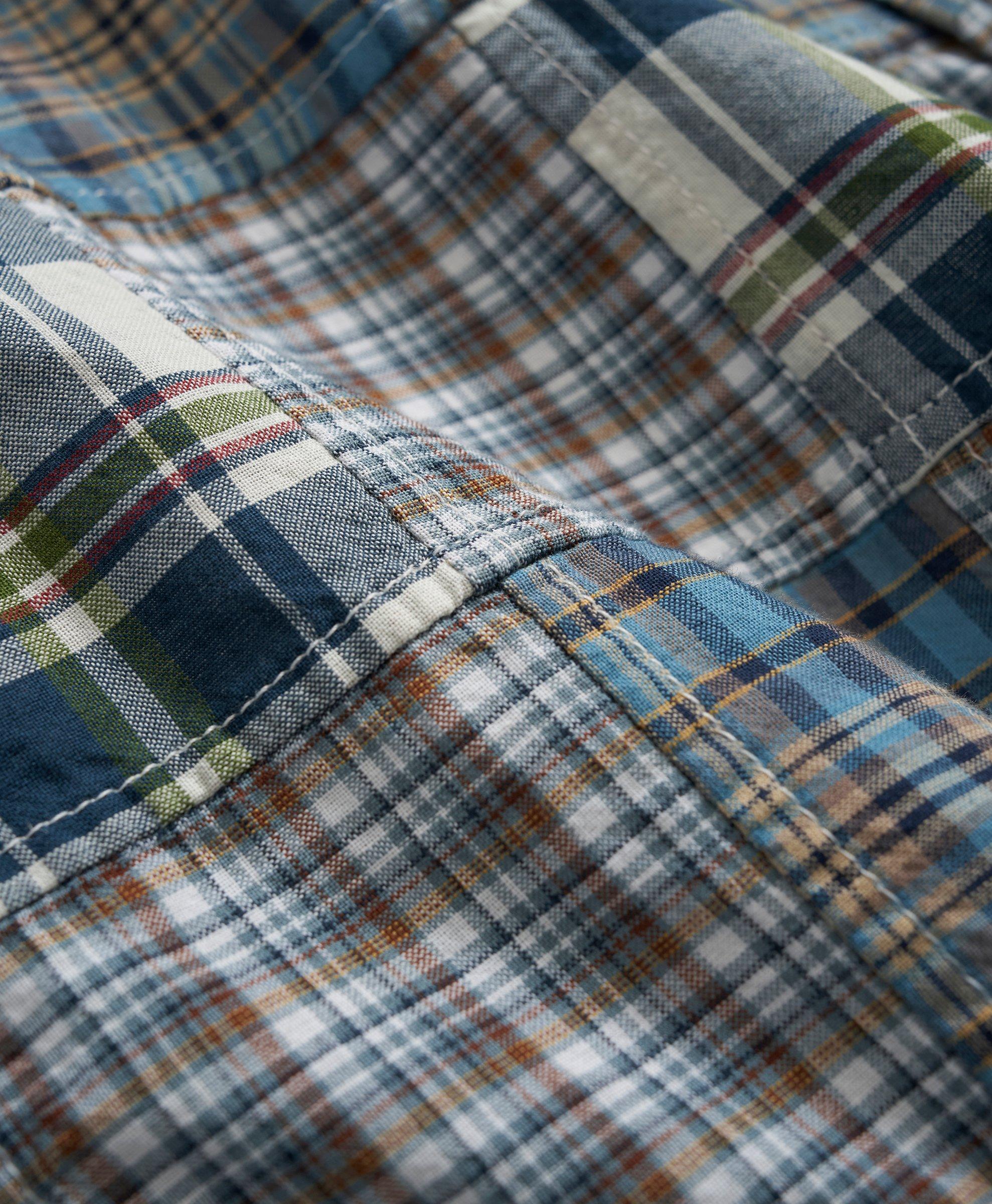 Washed Cotton Madras Button-Down Collar Sport Shirt