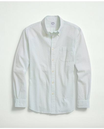 Stretch Cotton Seersucker Button-Down Collar, Bengal Stripe Sport Shirt