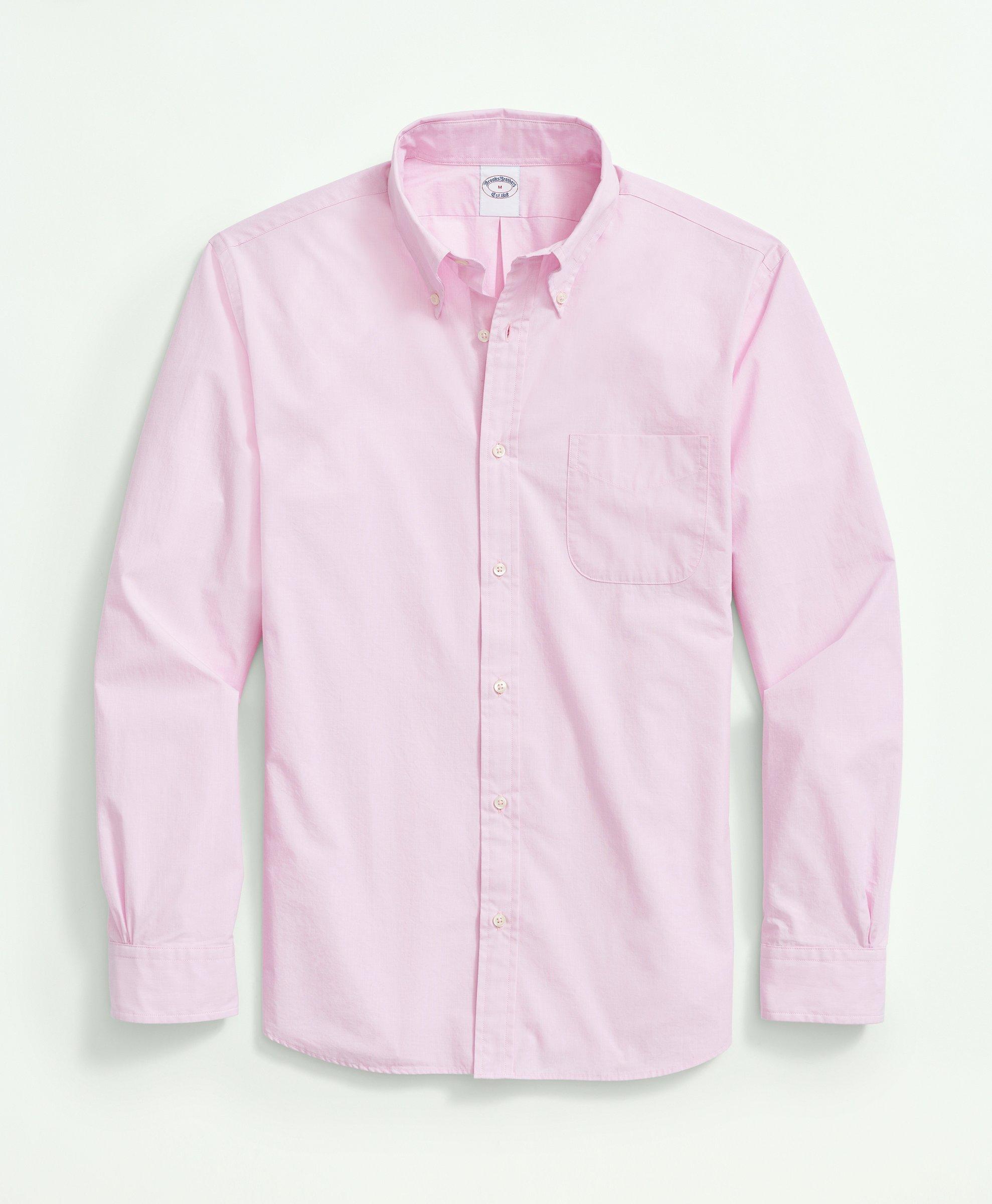 Brooks Brothers Friday Shirt, Poplin End-on-end | Pink | Size Medium