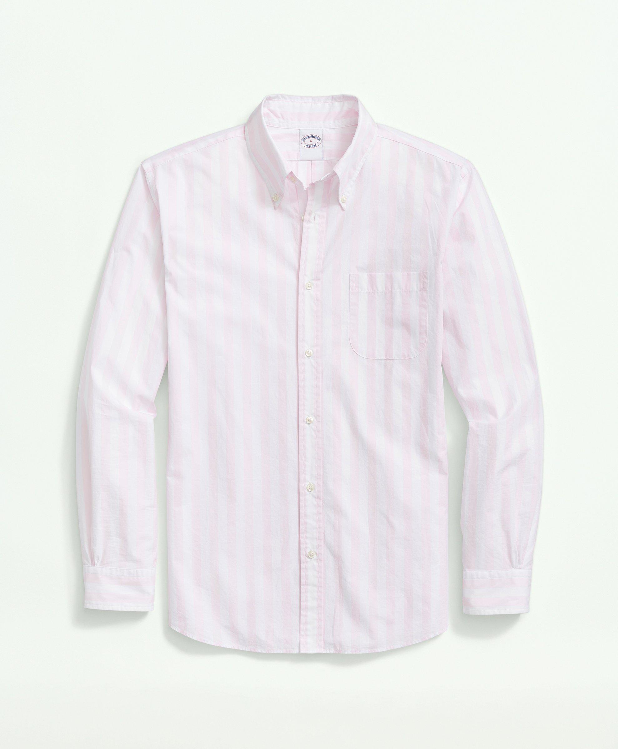 Shop Brooks Brothers Friday Shirt, Poplin Striped | Pink | Size Xl