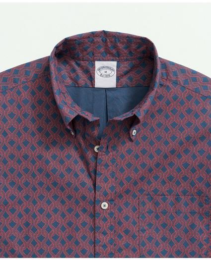 Cotton Poplin Button-Down Collar, Rope Print Short-Sleeve Sport Shirt