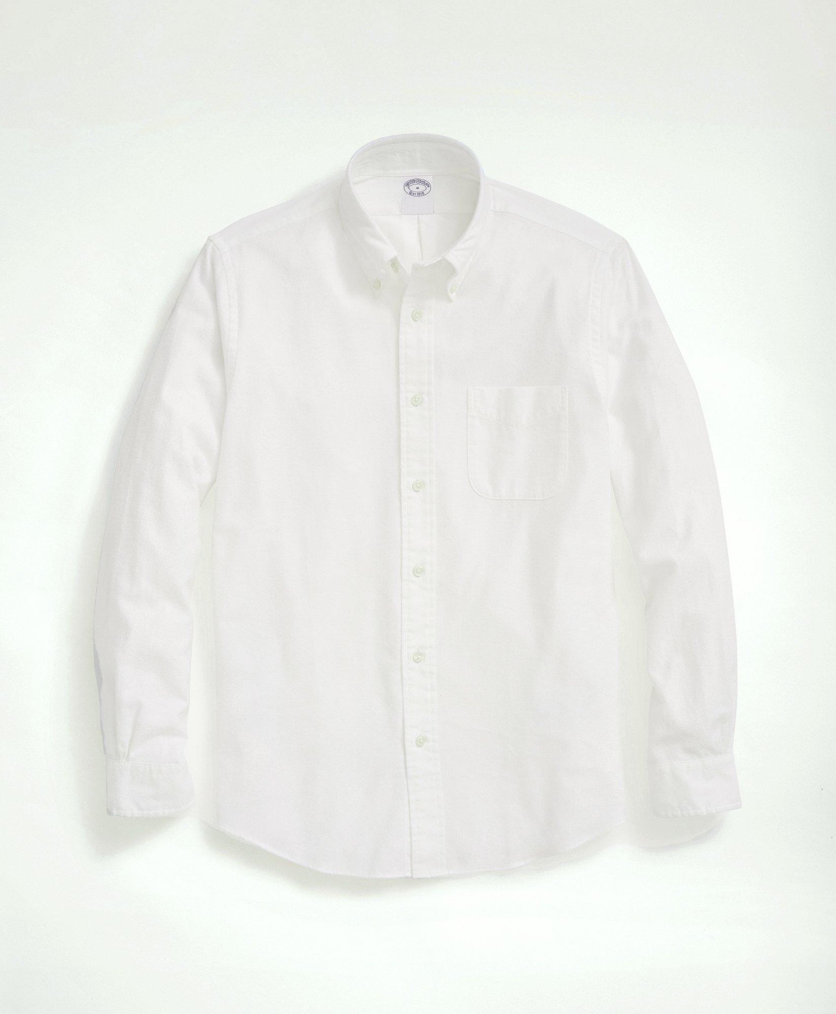 Brooks Brothers Portuguese Flannel Polo Button Down Collar Shirt | White | Size Small