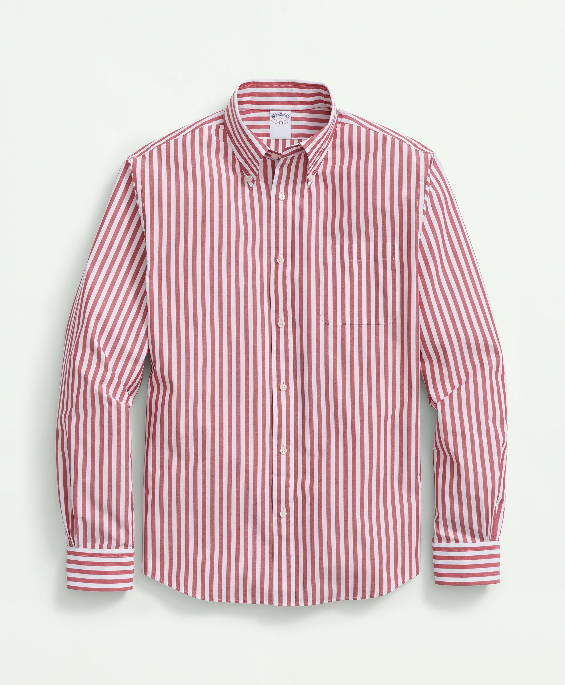 Brooks Brothers Friday Shirt, Poplin Butcher Striped | Red | Size Xl