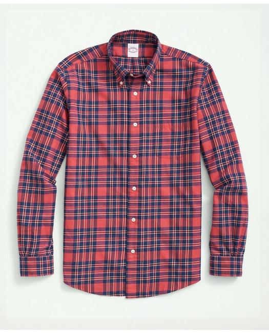 Brooks Brothers Archival Brushed Twill Plaid Shirt | Red | Size Xs