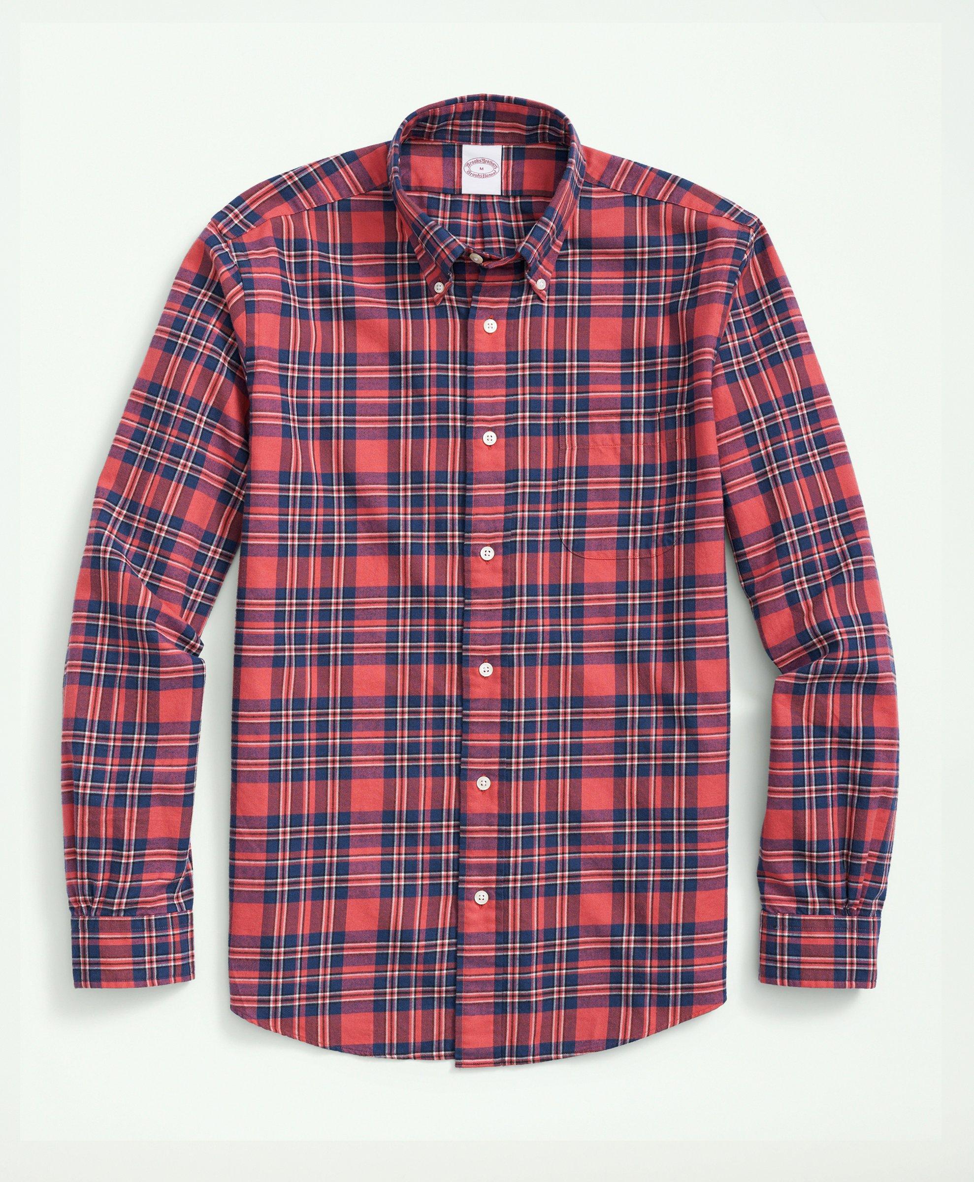 Brooks Brothers Archival Brushed Twill Plaid Shirt | Red | Size Xl