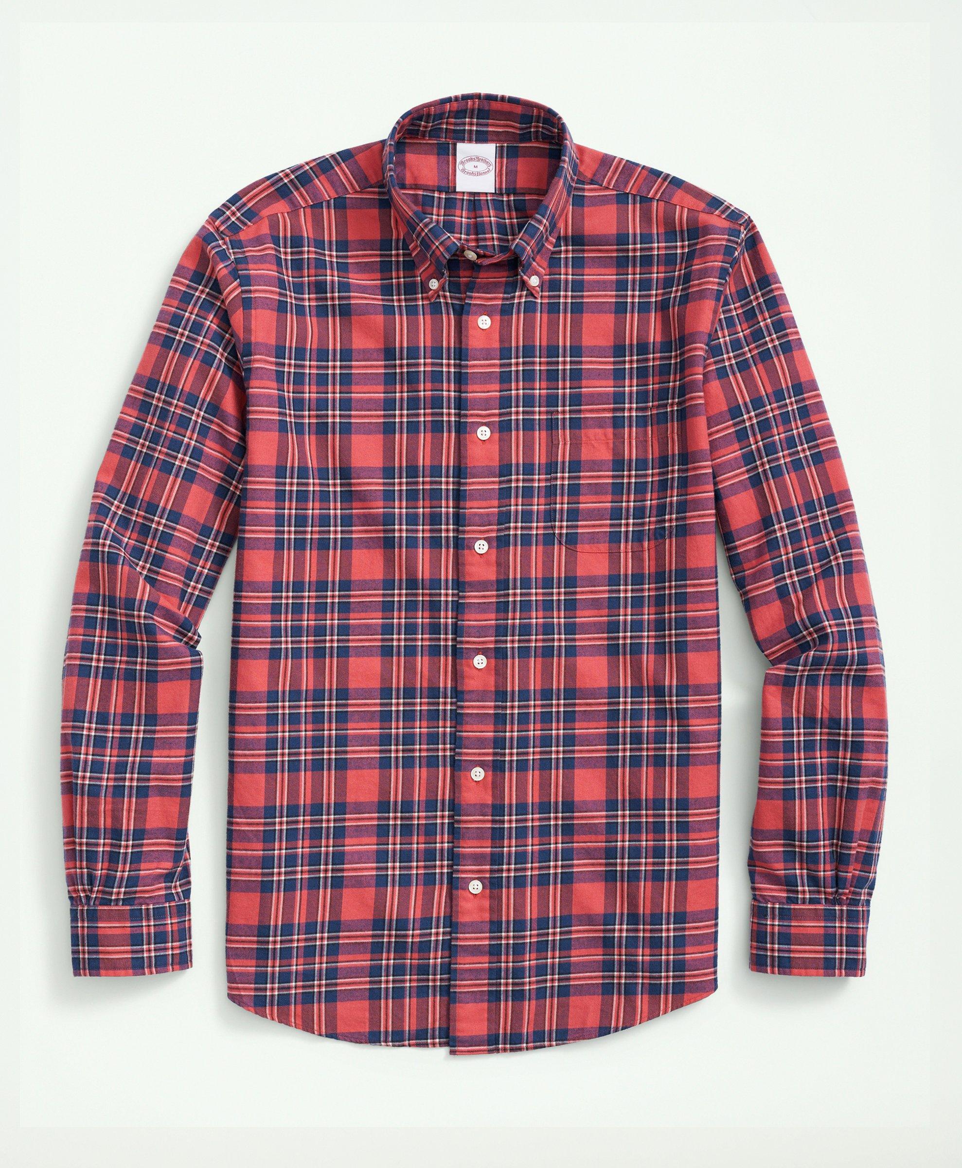 Brooks Brothers Archival Brushed Twill Plaid Shirt In Red