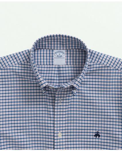 Stretch Non-Iron Oxford Button-Down Collar, Mini-Check Short-Sleeve Sport Shirt