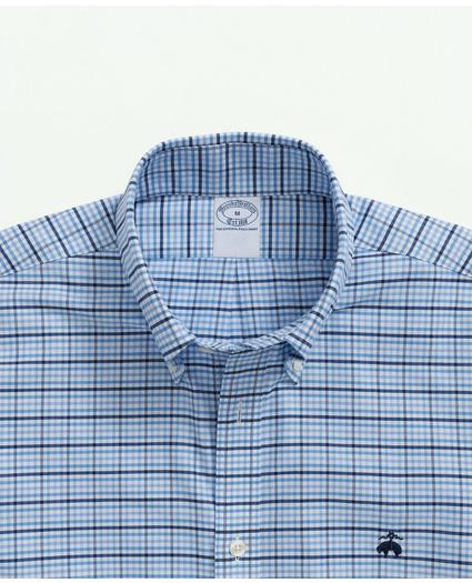 Stretch Non-Iron Oxford Button-Down Collar, Check Short-Sleeve Sport Shirt