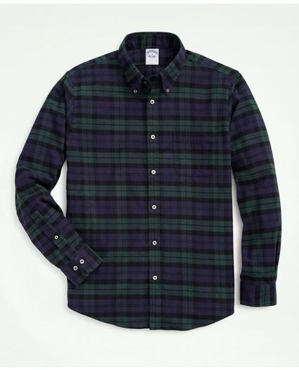 Portuguese Flannel Polo Button Down Collar, Black Watch Shirt