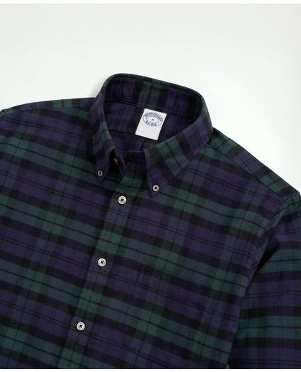 Portuguese Flannel Polo Button Down Collar, Black Watch Shirt