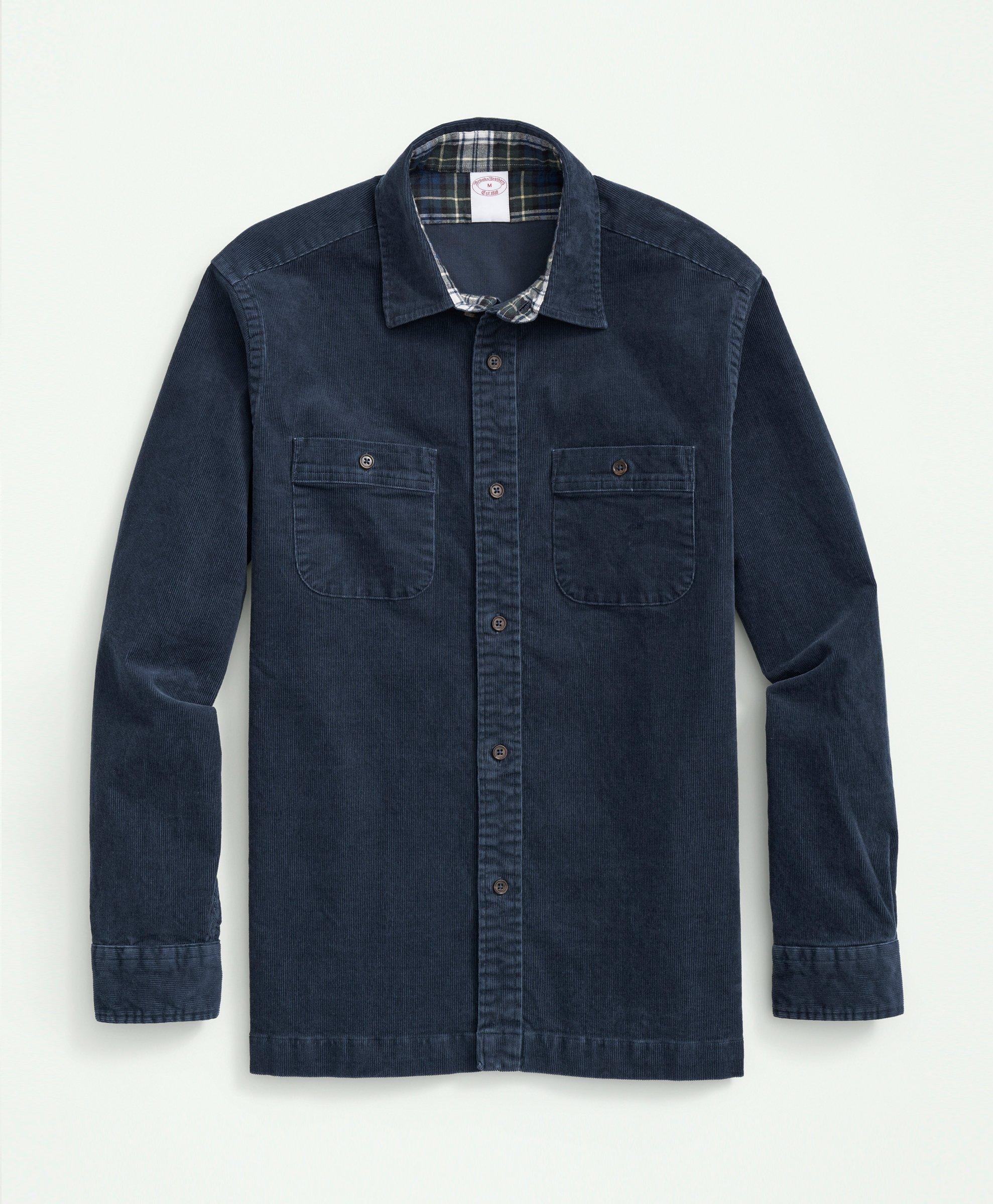 Brooks Brothers Stretch Cotton Corduroy Shirt Jacket | Dark Blue | Size Xl