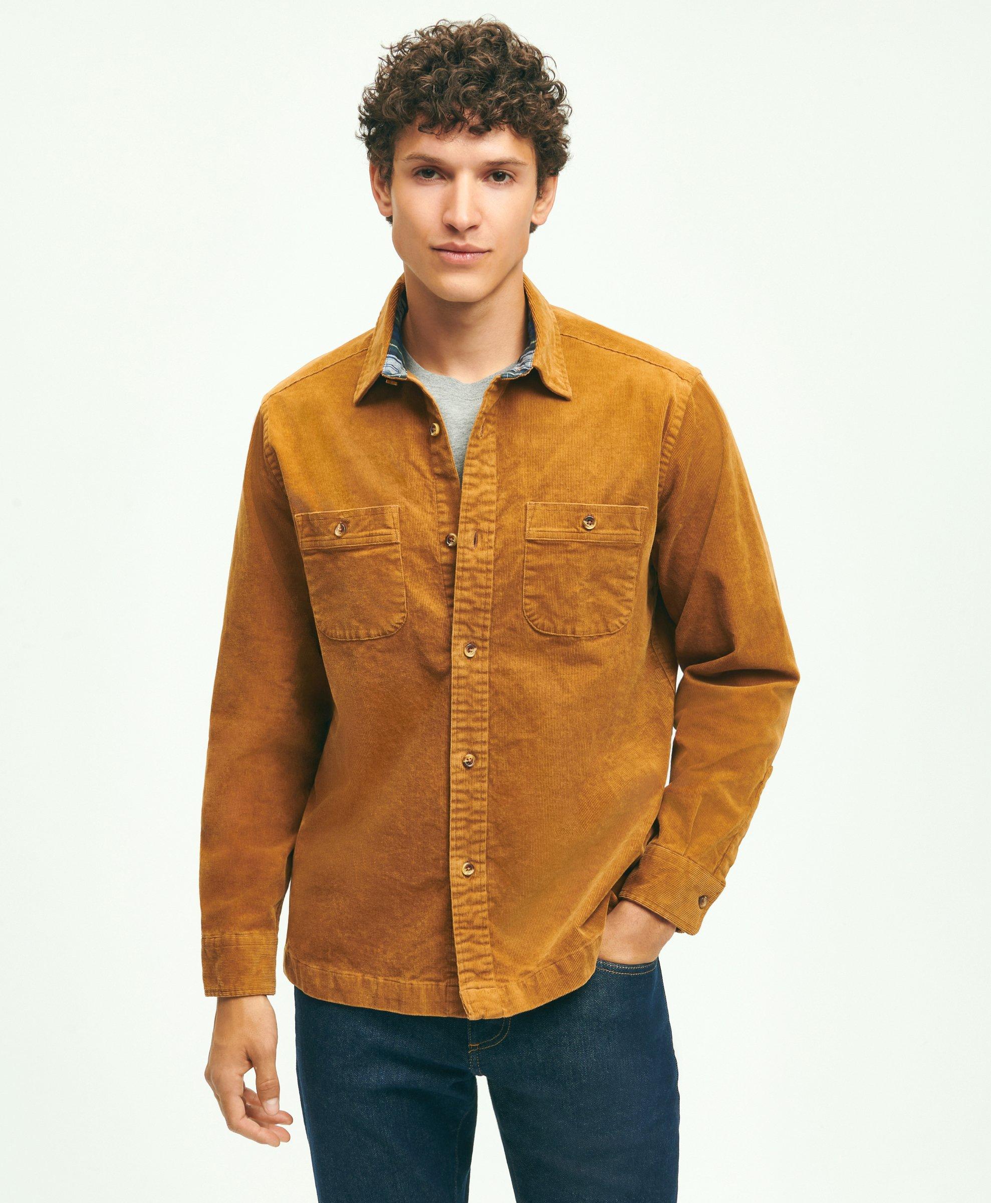 Brooks Brothers Stretch Cotton Corduroy Shirt Jacket | Medium Brown | Size Large