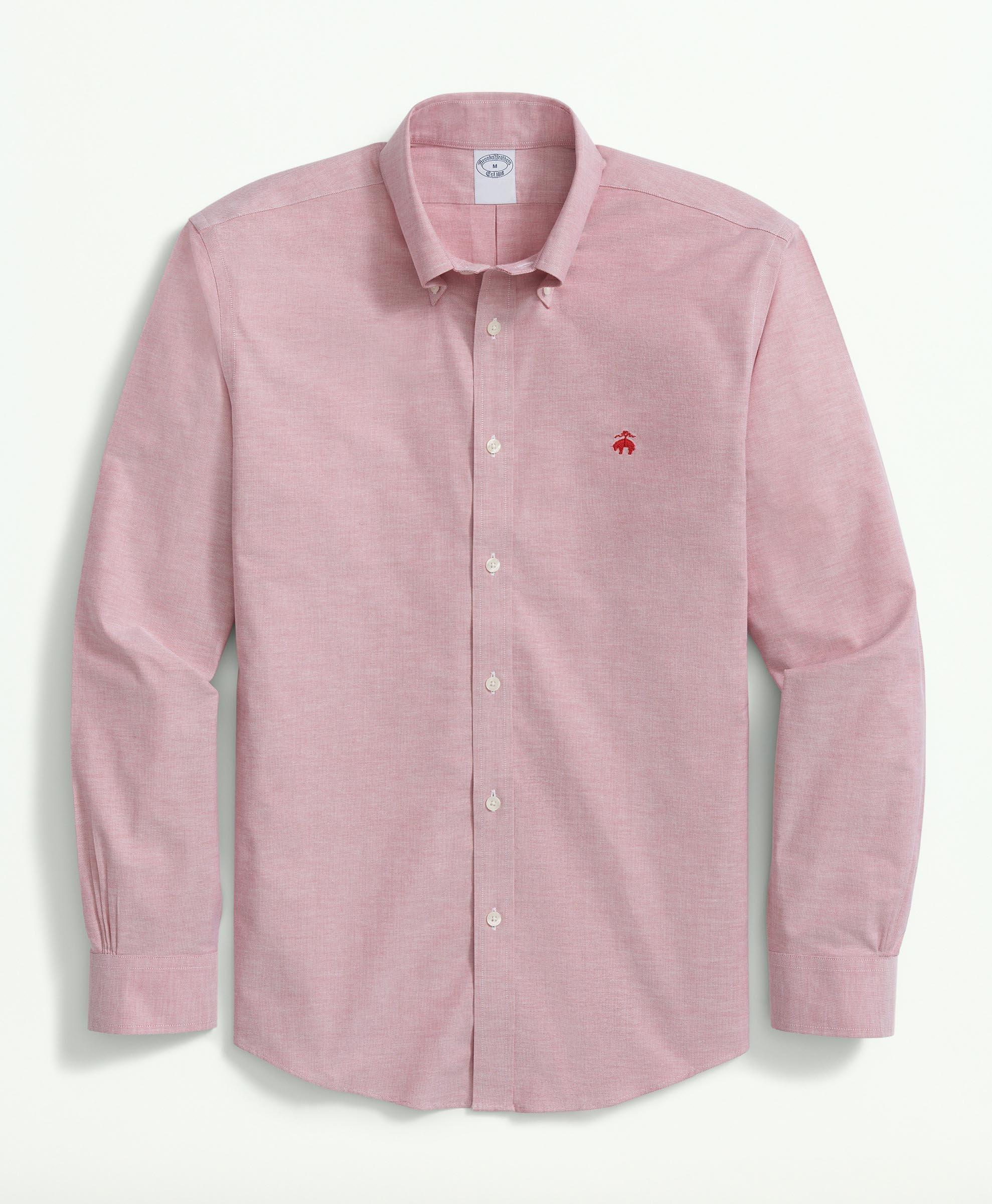 Brooks Brothers Stretch Cotton Non-iron Oxford Polo Button Down Collar Shirt In Red