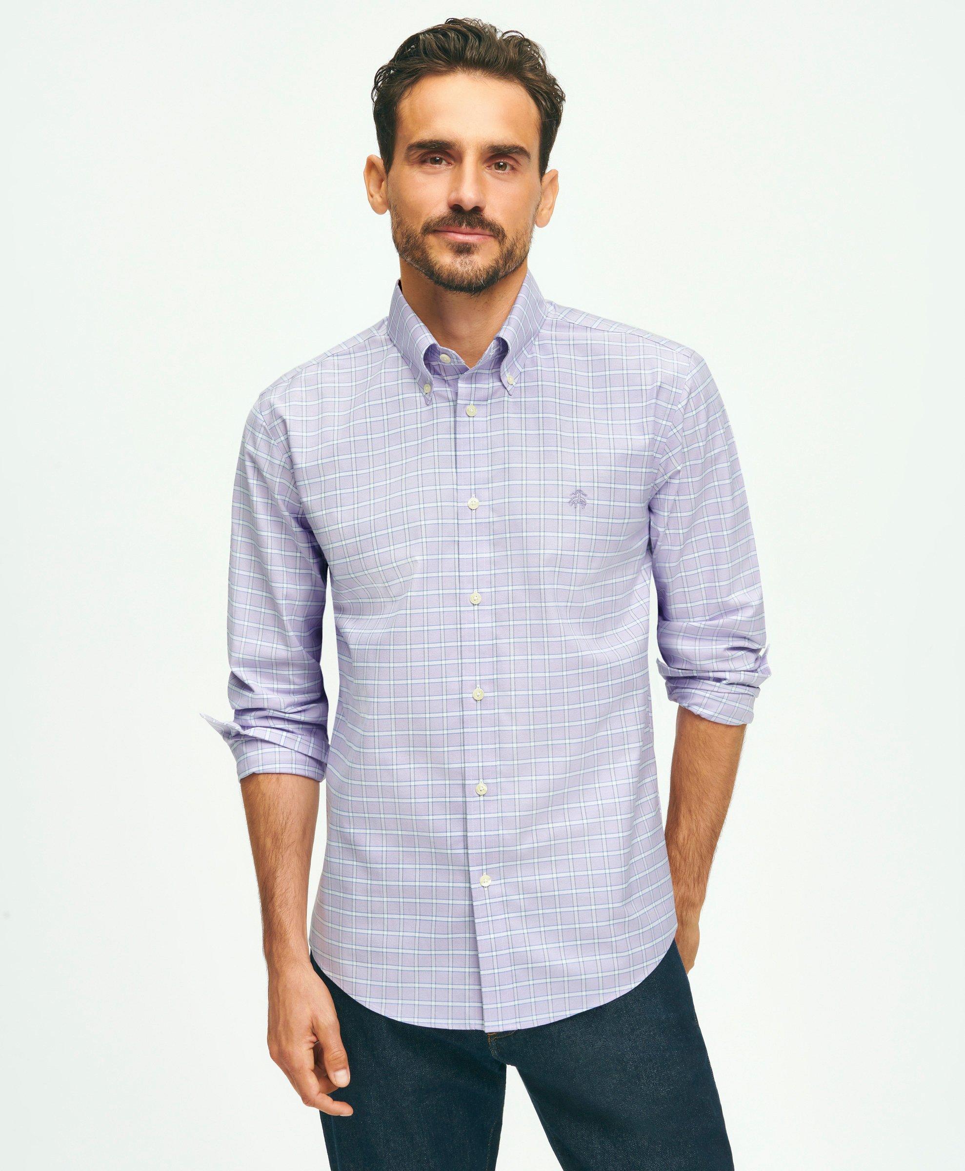 Contrast collar shirt in stretch poplin