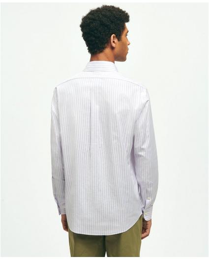 Stretch Cotton Non-Iron Oxford Polo Button Down Collar, Striped Shirt
