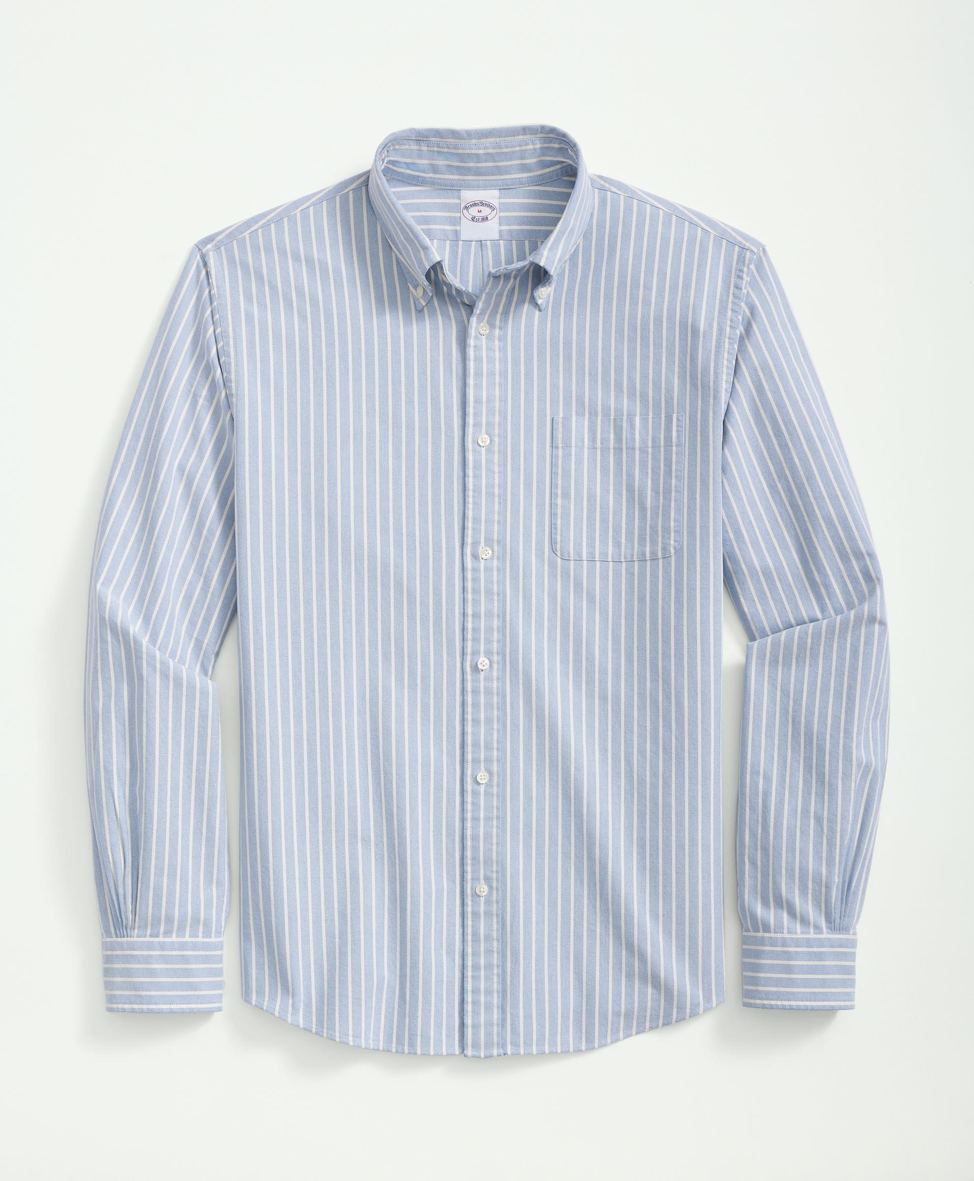 Brooks Brothers The New Friday Oxford Shirt, Archive Striped | Blue | Size Medium