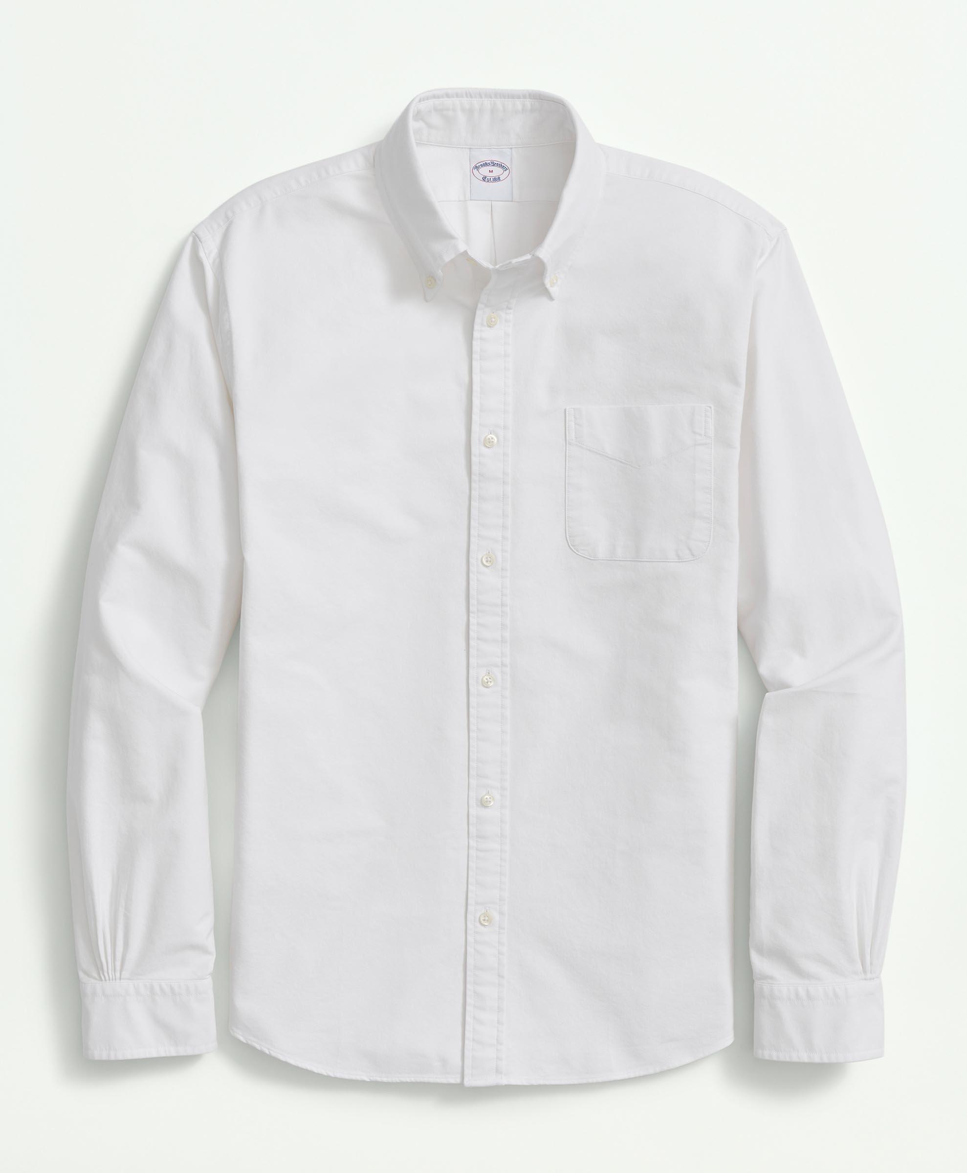 Brooks Brothers Washed Cotton Seersucker Button-down Collar Sport Shirt In White