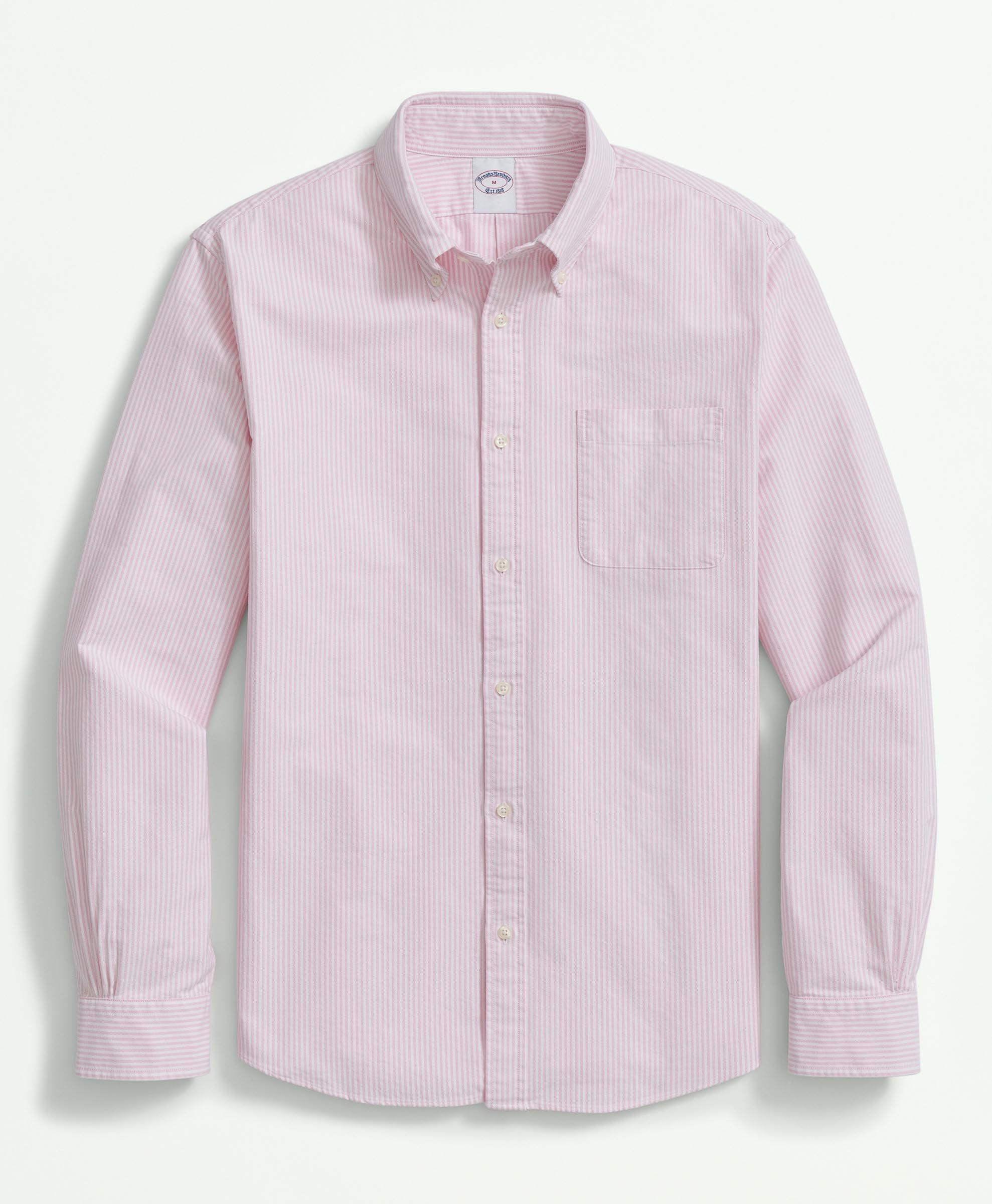 Brooks Brothers The New Friday Oxford Shirt, Candy Striped | Pink | Size Medium