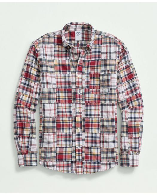 Shop Brooks Brothers Cotton Madras Button-down Collar Sport Shirt | Red | Size Medium