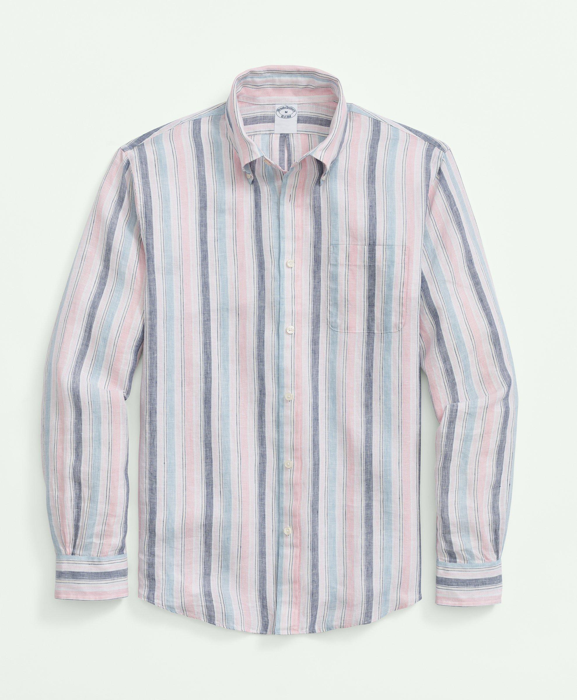 Brooks Brothers Irish Linen Archive Striped Sport Shirt | White | Size 2xl