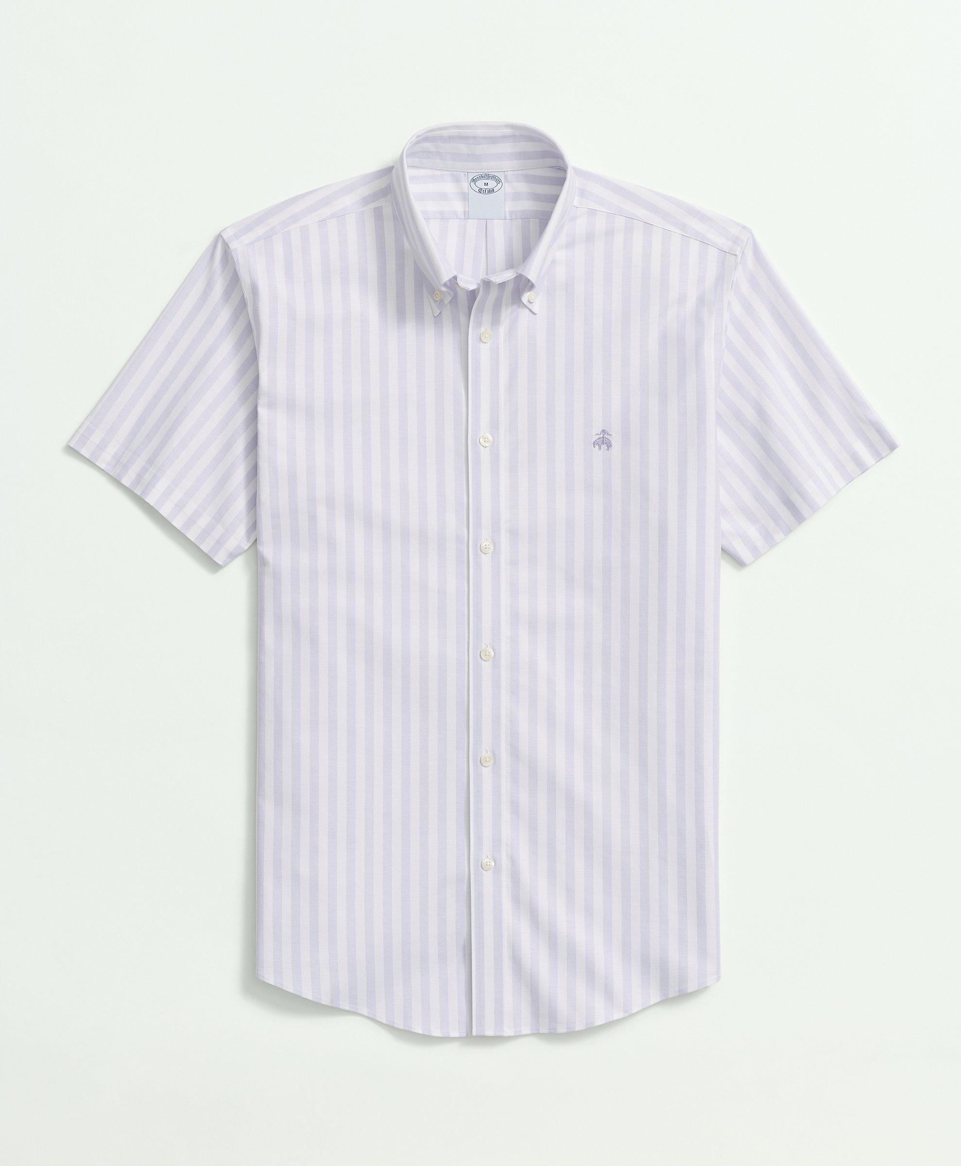 Striped Stretch Cotton Short Sleeve Shirt