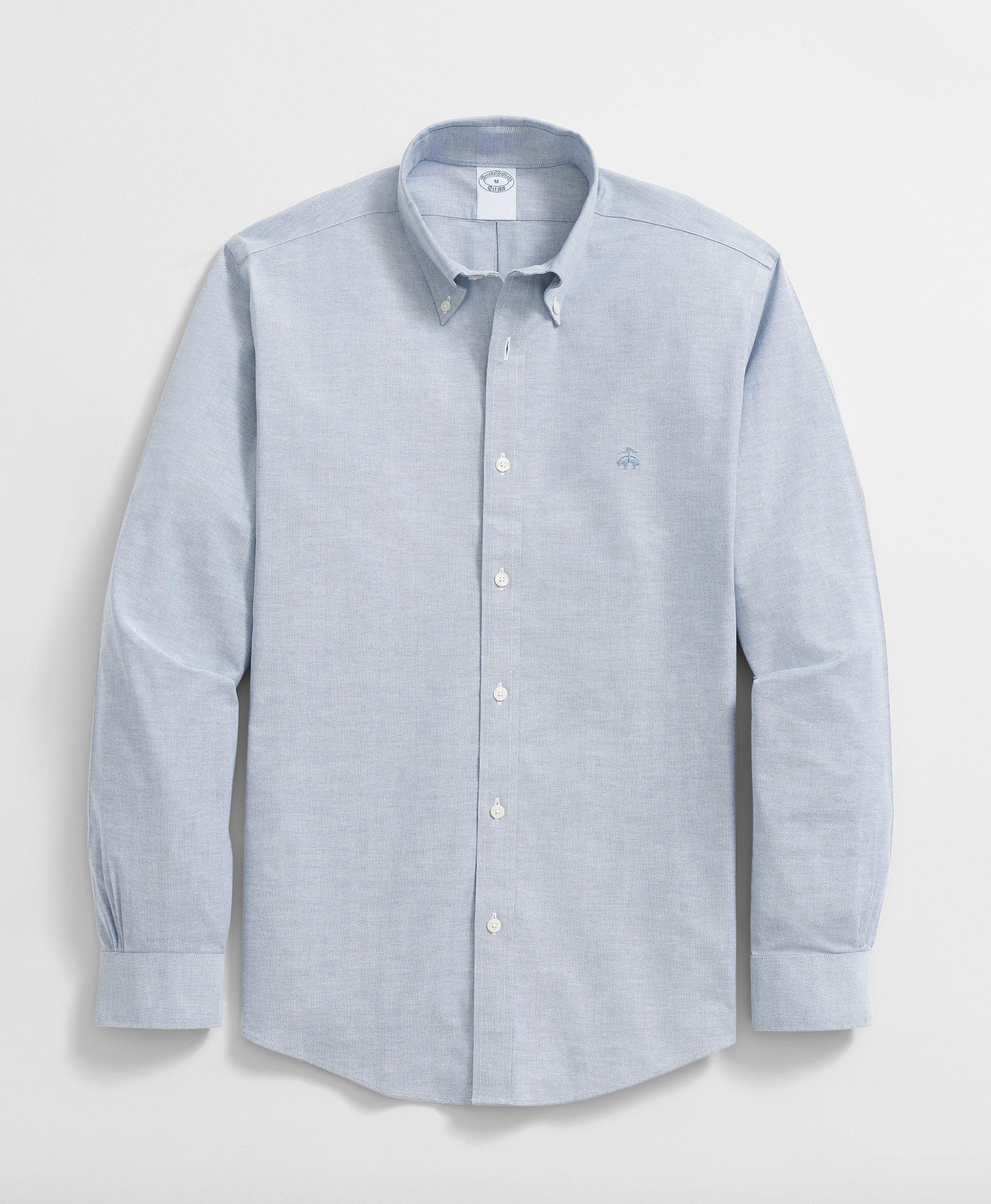 Brooks Brothers Oxford Solid Shirt In Blue