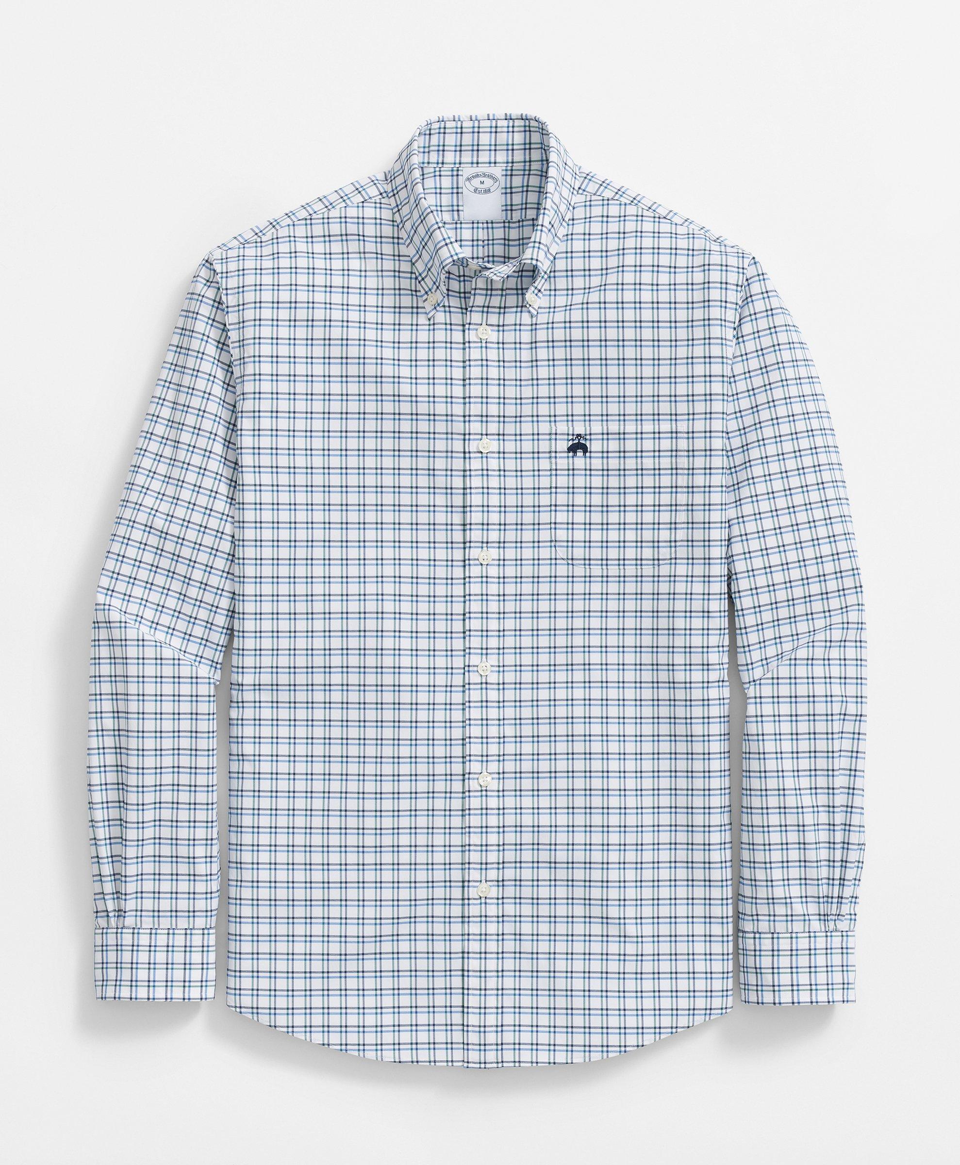 Brooks Brothers Performance Series Stretch Button-down Collar, Graph Check Sport Shirt In White