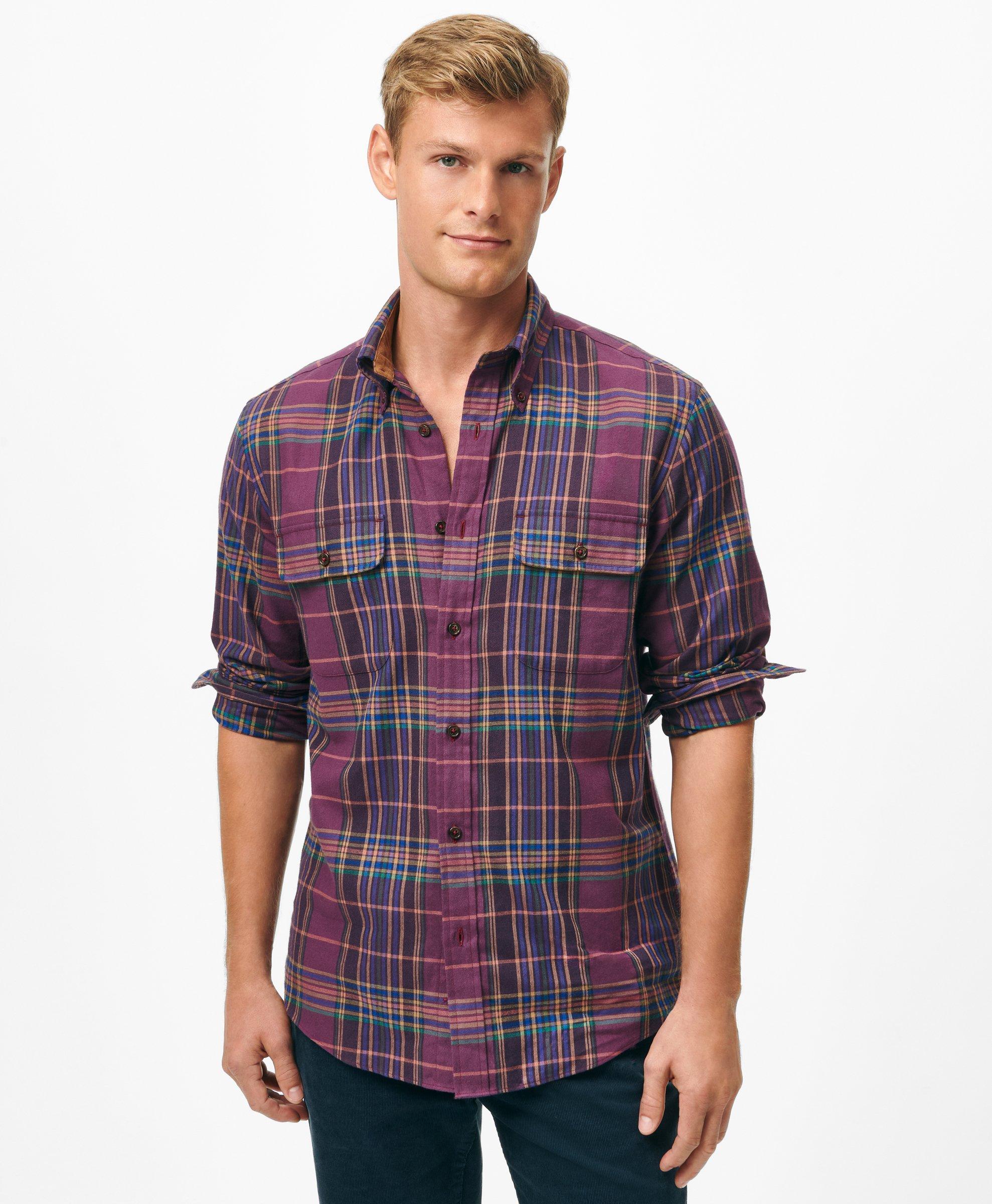 Mens plaid dress shirt online