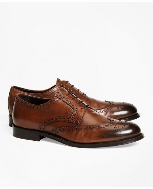 Brooks Brothers 1818 Footwear Leather Wingtips Shoes | Cognac | Size 8 D