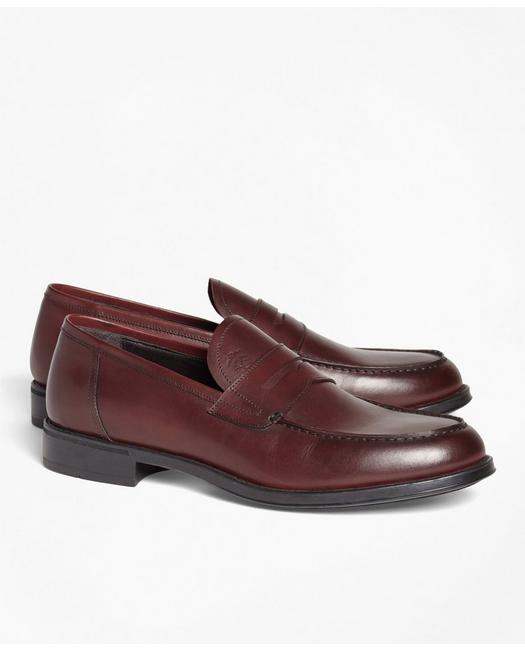 Brooks Brothers 1818 Footwear Rubber-sole Leather Penny Loafers | Burgundy | Size 7 D