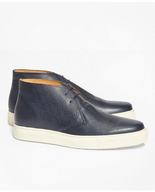 Brooks Brothers 1818 Footwear Textured Leather Chukka Sneakers | Navy | Size 7 D
