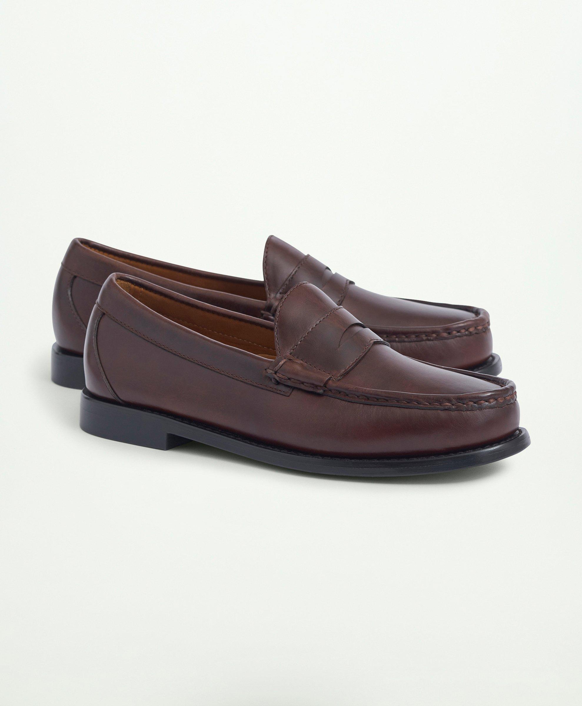Brooks Brothers Westport Penny Loafers In Brown