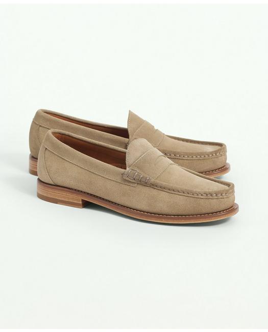 Brooks Brothers Suede Penny Loafers | Tan | Size 9 D