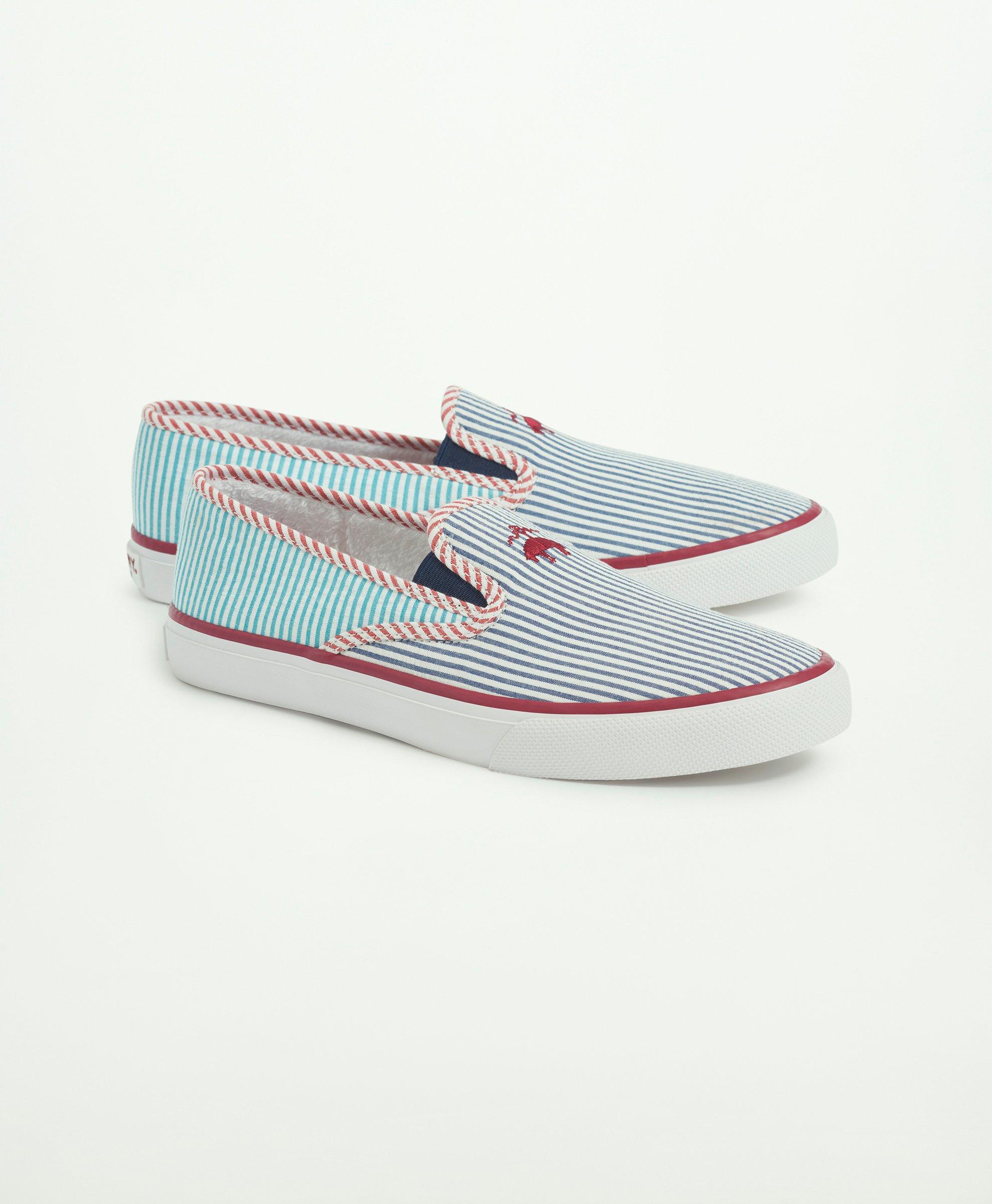 Brooks Brothers Sperry X "seersucker" Slip On Shoes In Blue
