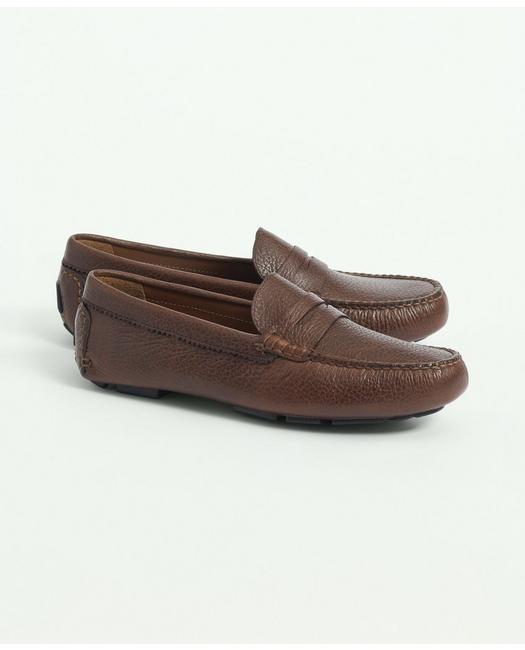 Brooks Brothers Pebbled Leather Driving Moccasins Shoes | Brown | Size 11 D