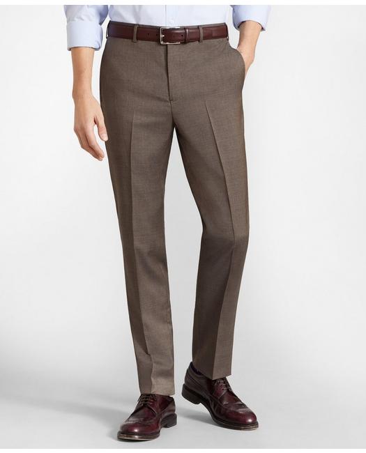 Brooks Brothers Flex Milano-fit Wool Trousers | Brown | Size 44 34