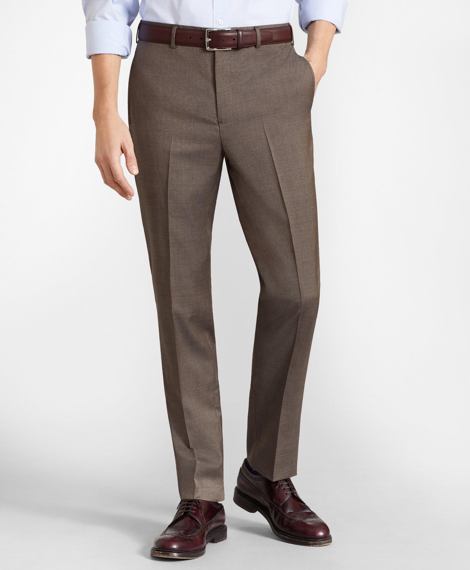 Brooks Brothers Flex Milano-fit Wool Trousers | Brown | Size 48 32