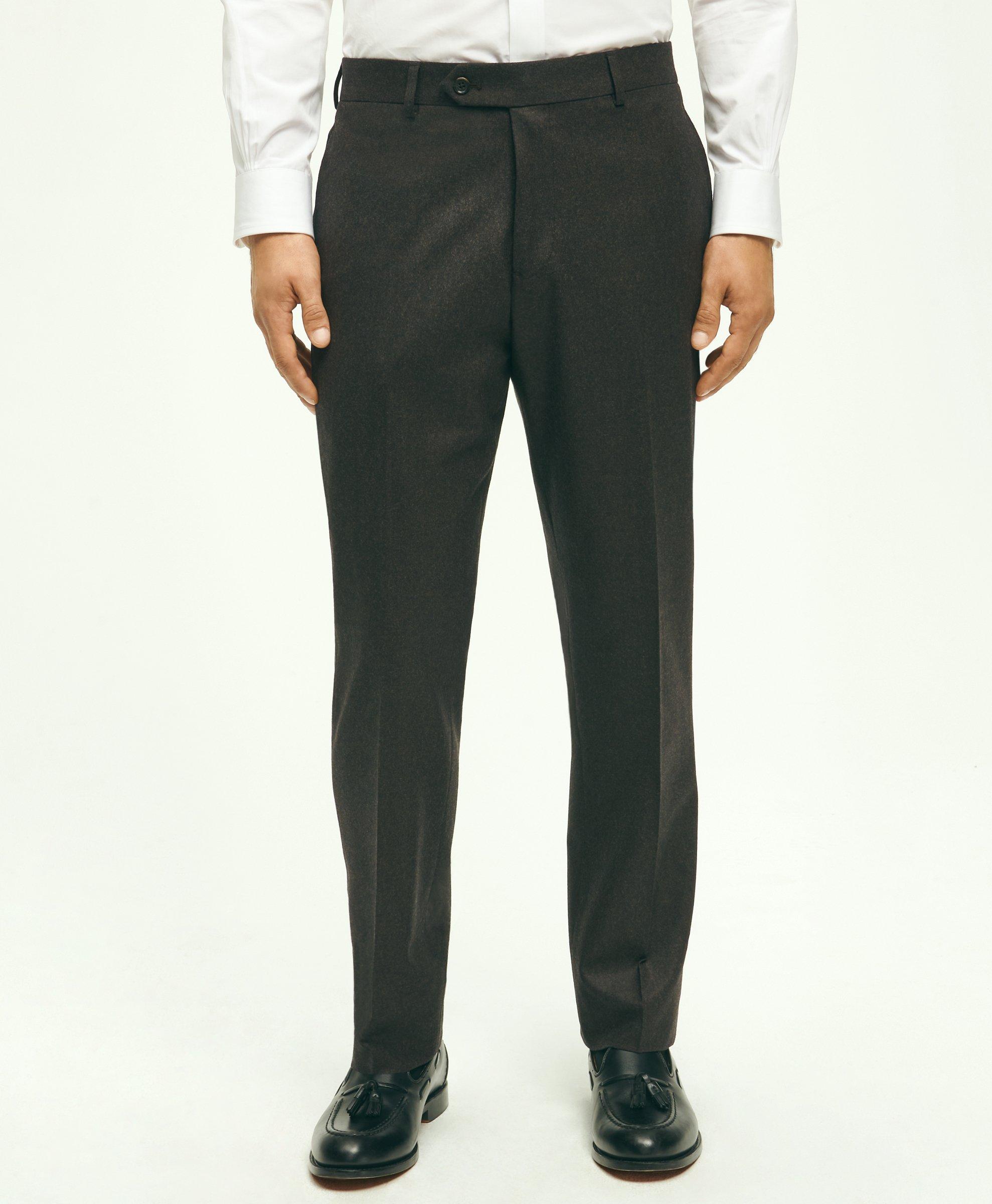Brooks Brothers Classic Fit Wool Flannel Dress Pants | Dark Brown | Size 40 30