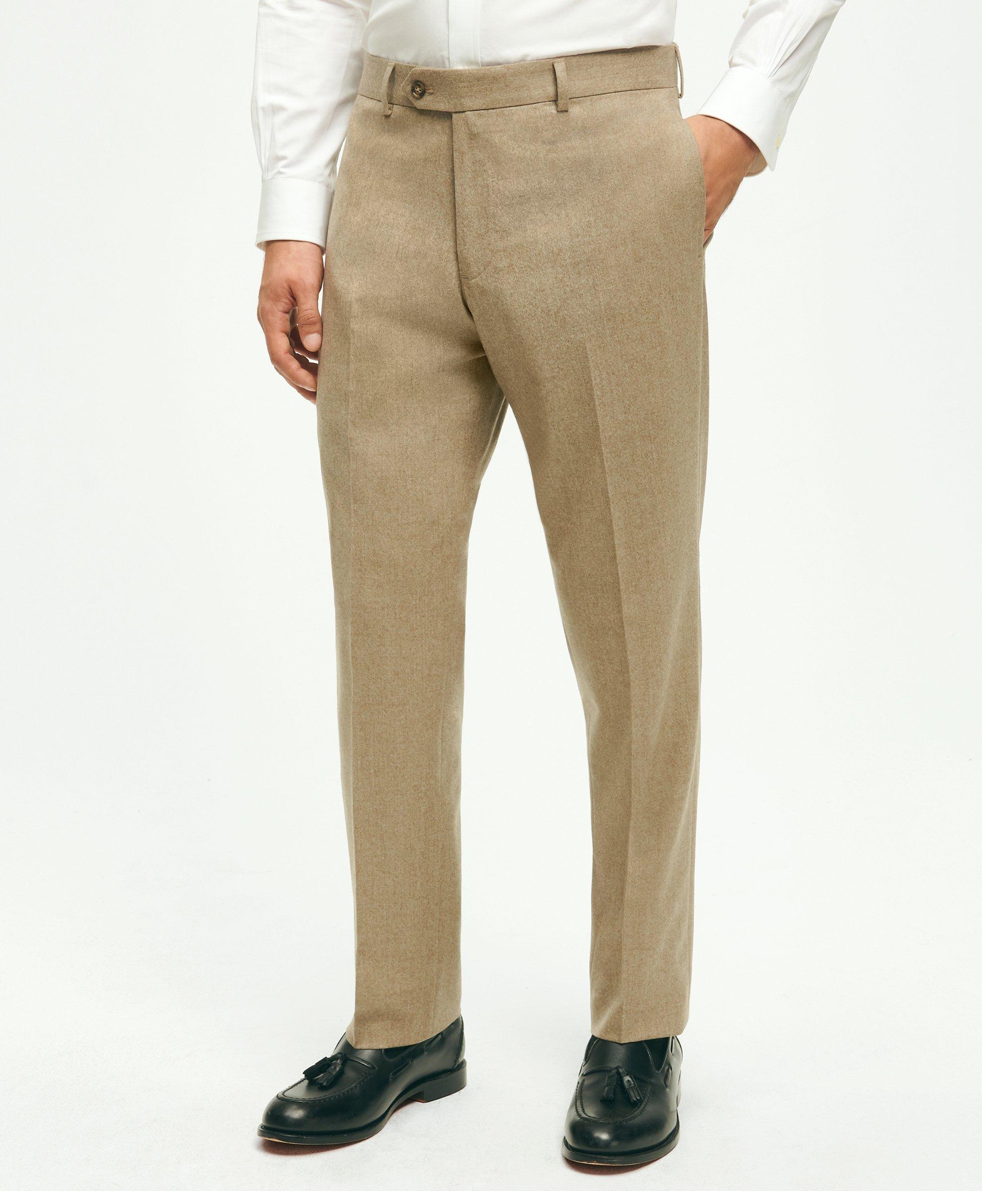 Brooks Brothers Classic Fit Wool Flannel Dress Pants | Light Beige | Size 36 30