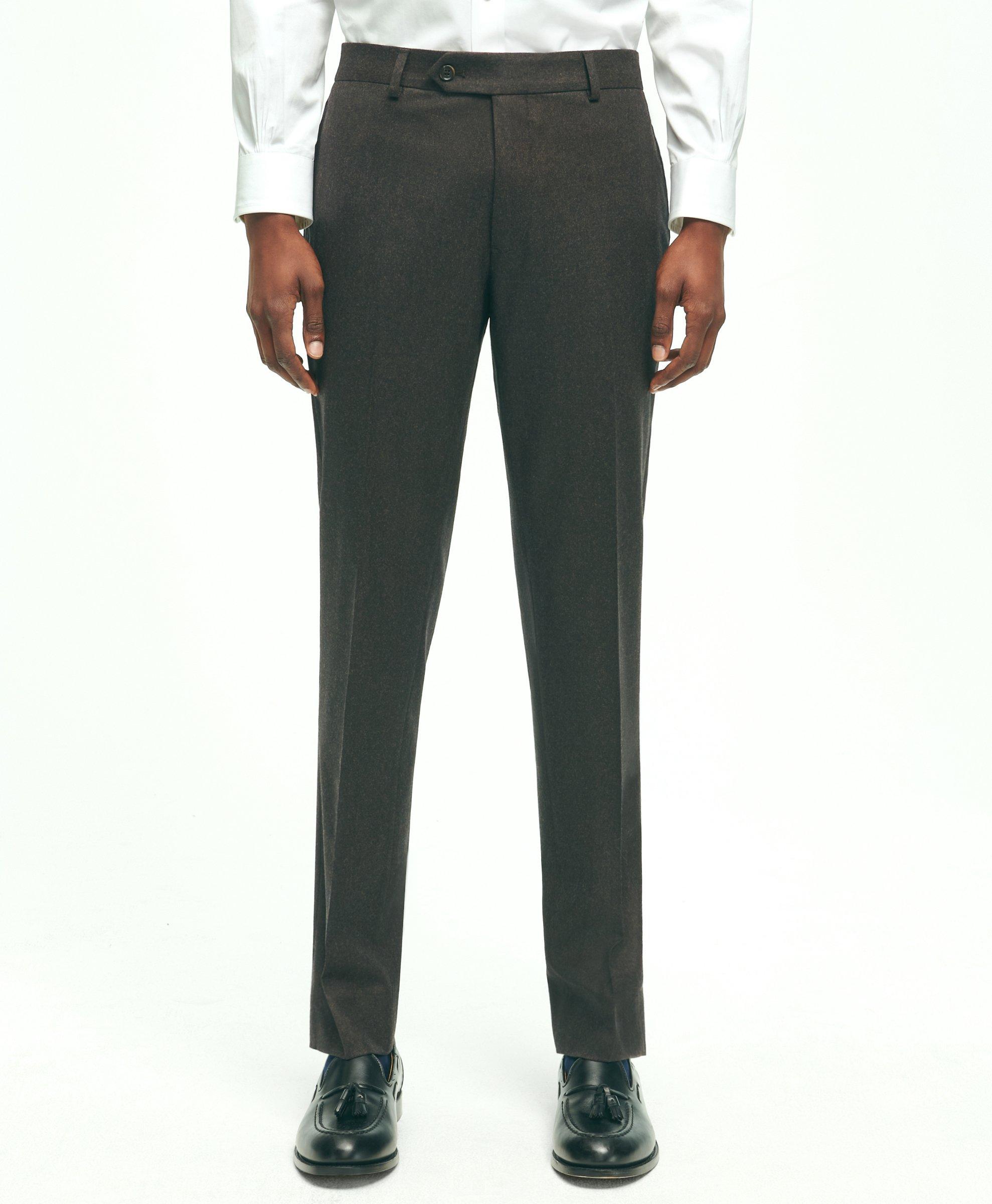Brooks Brothers Slim Fit Wool Flannel Dress Pants | Dark Brown | Size 35 30