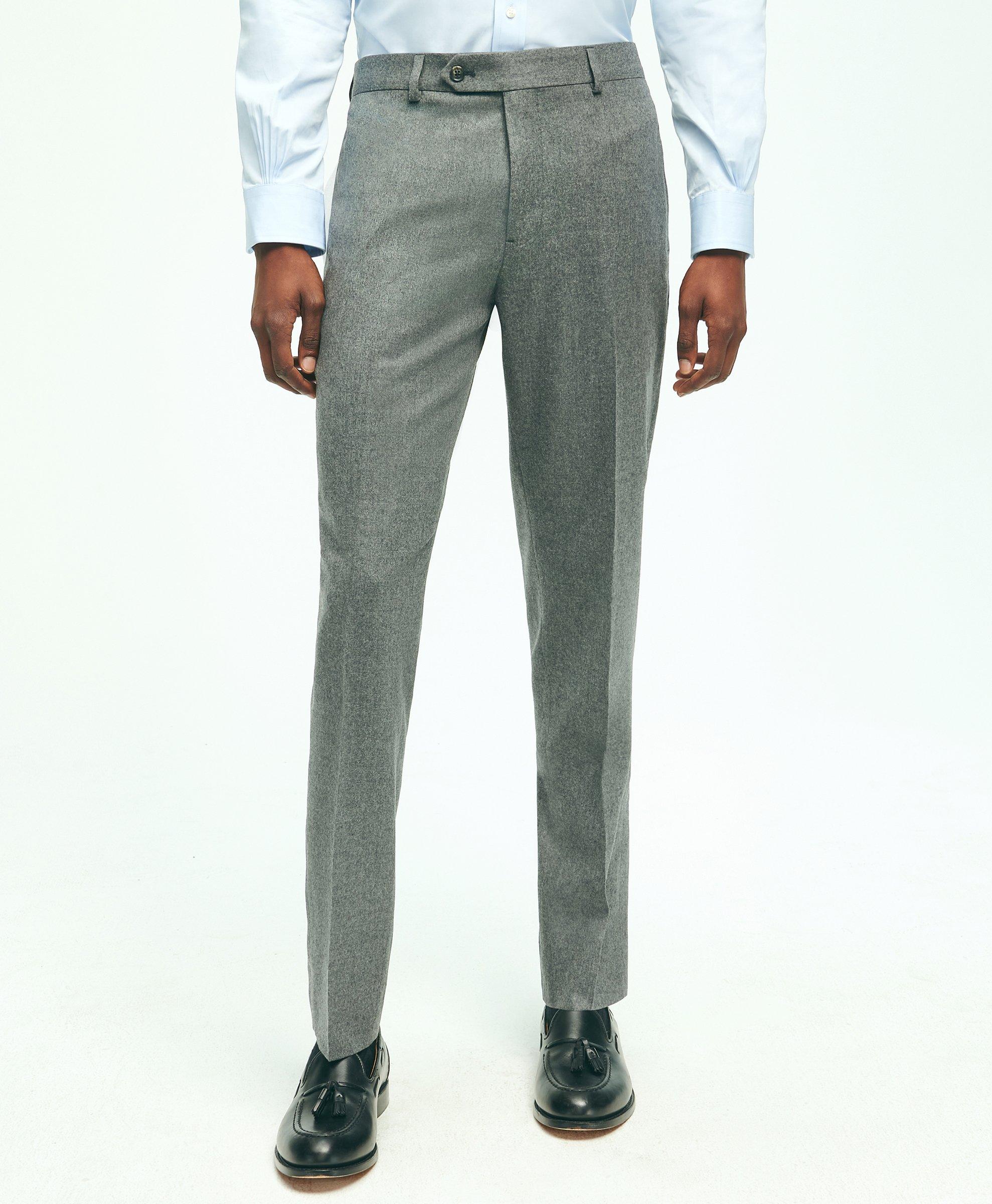 Brooks Brothers Slim Fit Wool Flannel Dress Pants | Grey | Size 36 30