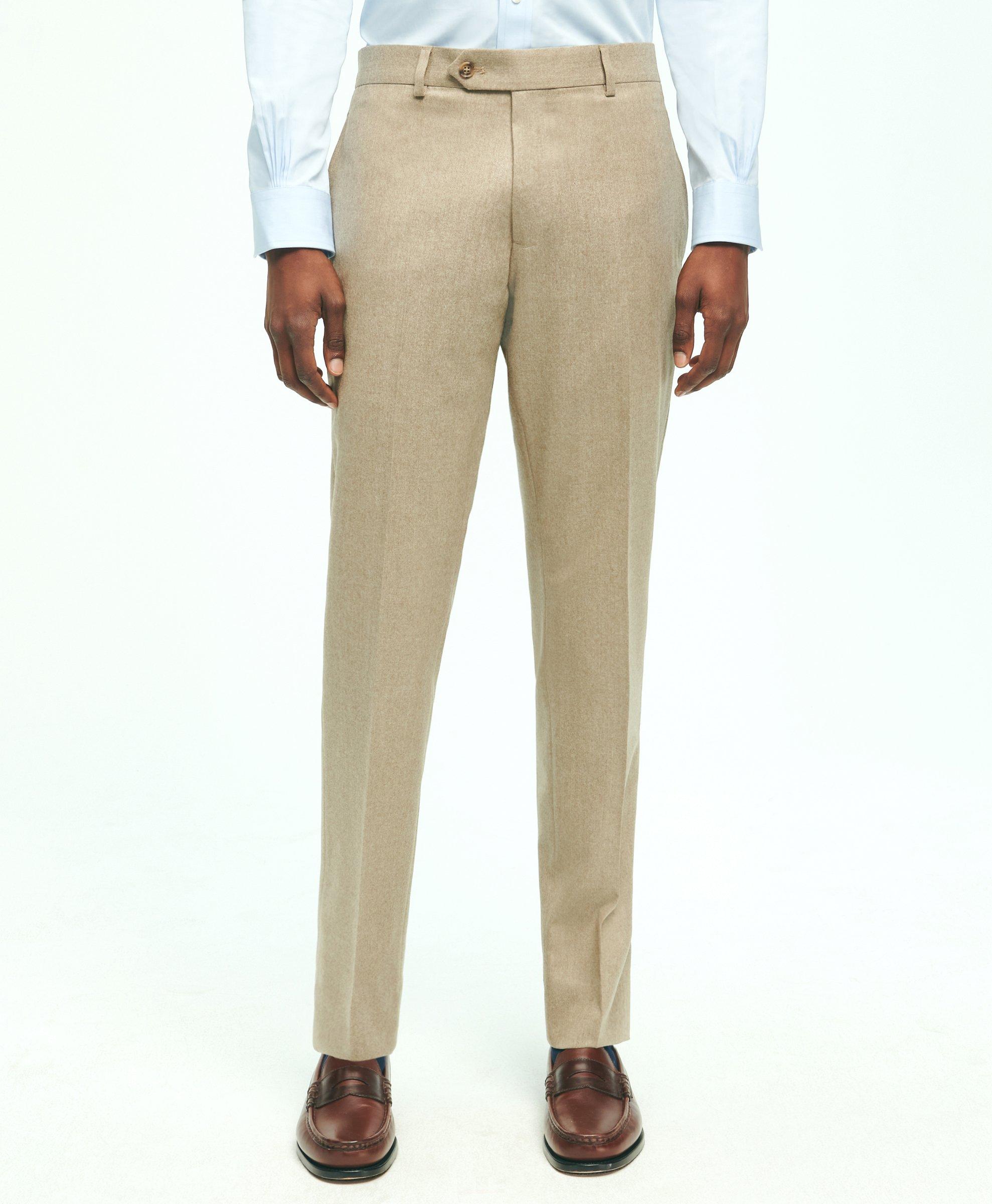 Brooks Brothers Slim Fit Wool Flannel Dress Pants | Light Beige | Size 36 30