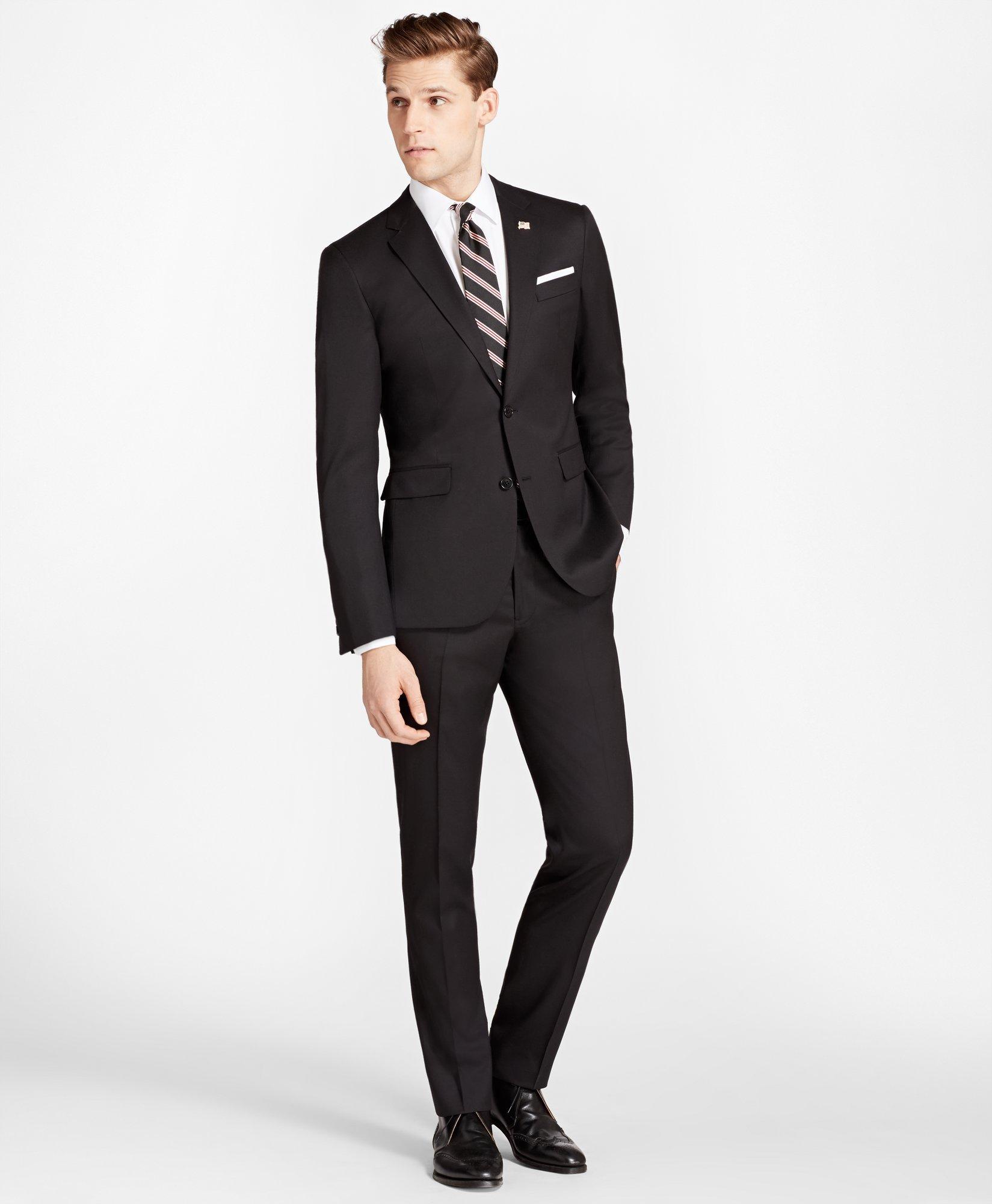 Brooks Brothers Slim Fit Stretch Wool Two-button 1818 Suit | Black | Size 36 Regular