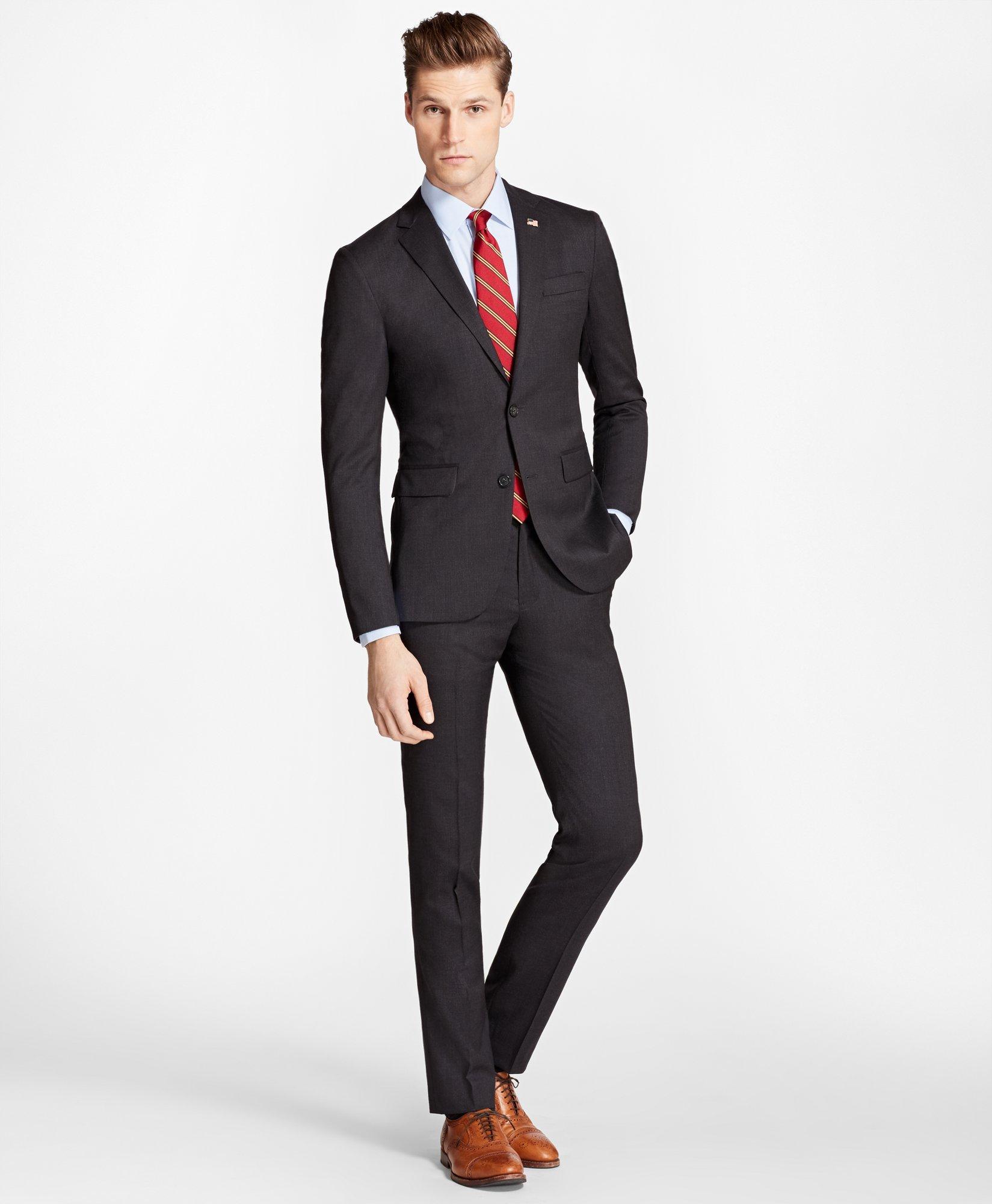Brooks Brothers Slim Fit Stretch Wool Two-button 1818 Suit | Charcoal | Size 42 Regular