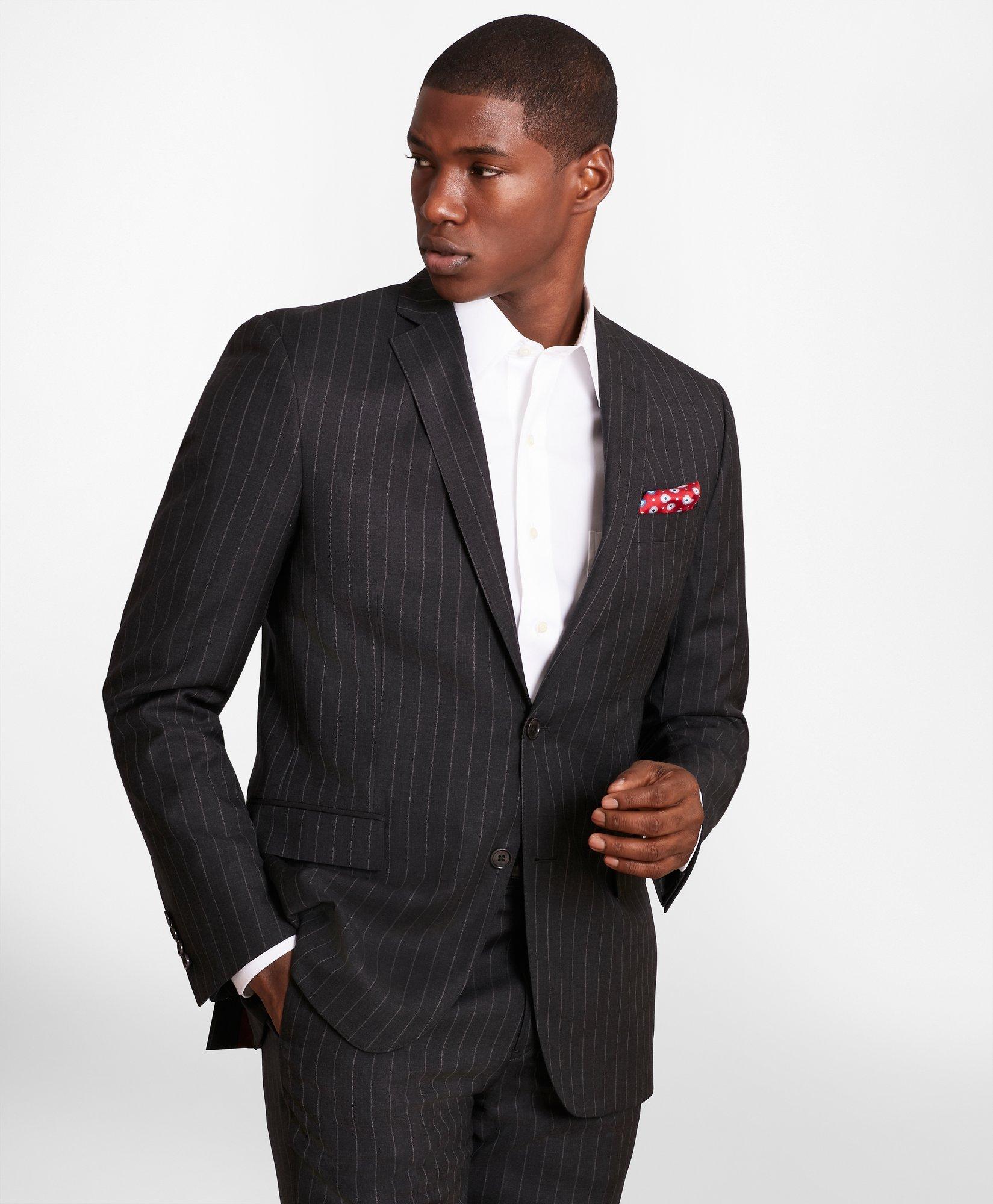 Grey Narrow Stripe Regular Fit Suit Jacket