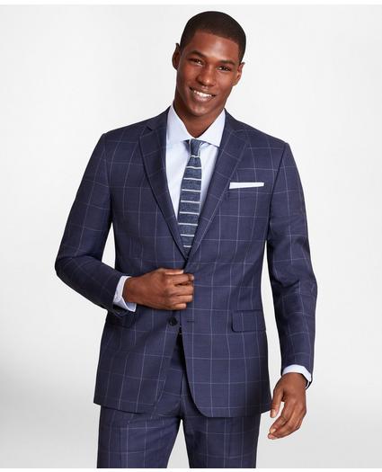 Regent-Fit Windowpane Wool Twill Suit Jacket